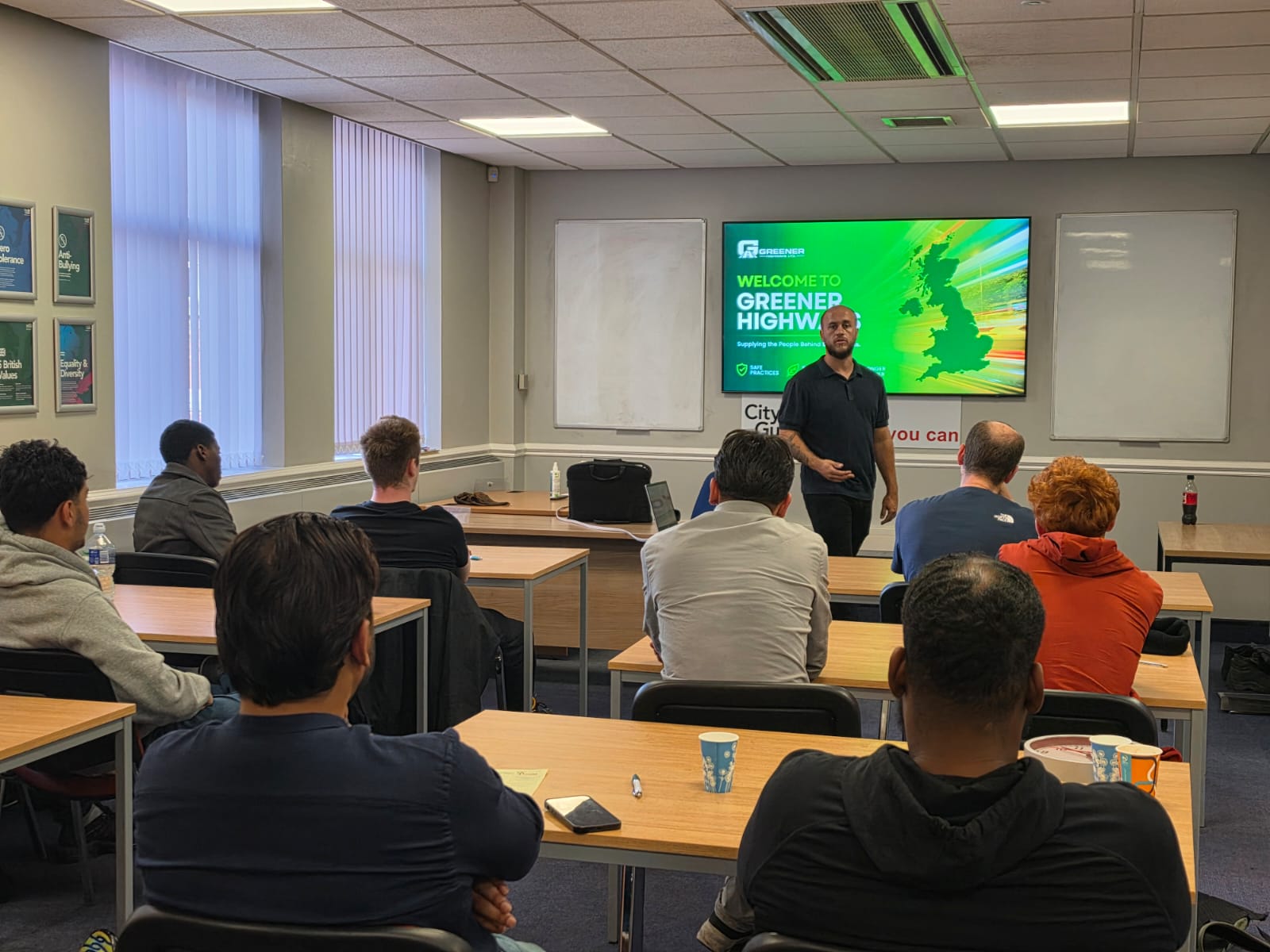 Greener Highways induction training session in the classroom
